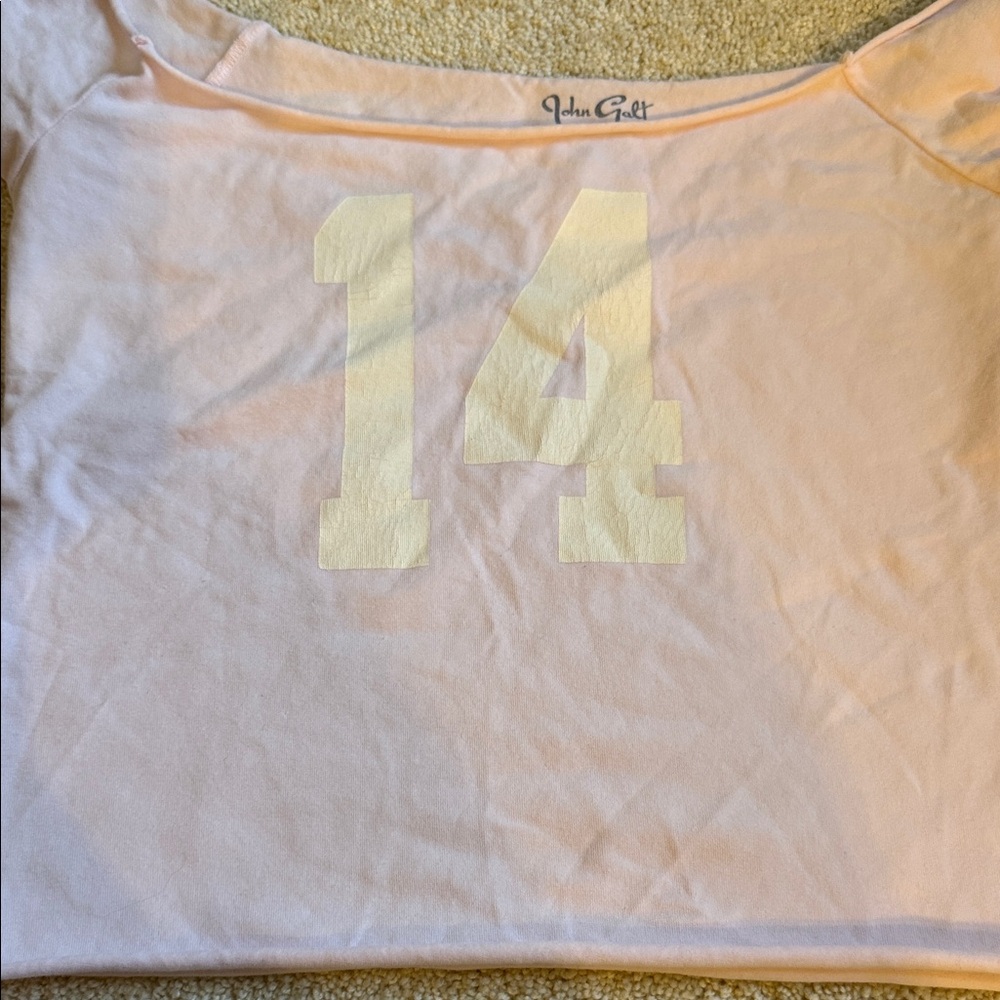 Brandy Melville Crop Light Pink Jersey Top, OS